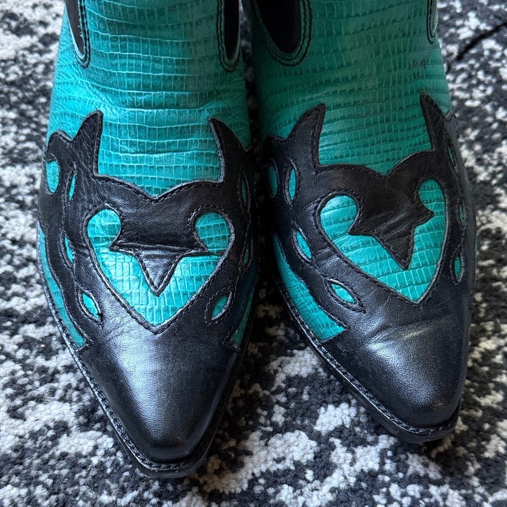 Women’s Teal and Black Western Boots - Flings - Picture 7 of 9